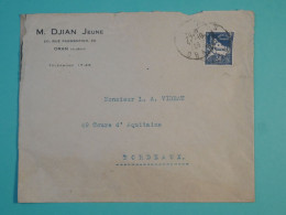 AM0 ALGERIE  BELLE LETTRE  RECO  1928 ORAN A  BORDEAUX FRANCE  +SURCHARGES ++AFF.INTERESSANT++ + - Covers & Documents