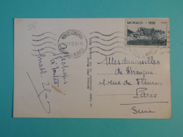 AM0 MONTE CARLO   BELLE CARTE  1920  A PARIS FRANCE +VUE DU ROCHER MONACO  +AFF.INTERESSANT++ + - Storia Postale