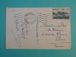 AM0 MONTE CARLO   BELLE CARTE  1920  A PARIS FRANCE +VUE DU ROCHER MONACO  +AFF.INTERESSANT++ + - Covers & Documents