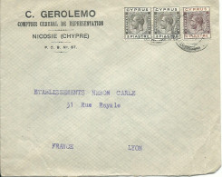 CHYPRE LETTRE 2P50 NICOSIE  POUR LYON ( RHONE ) DE 1930 LETTRE COVER - Briefe U. Dokumente