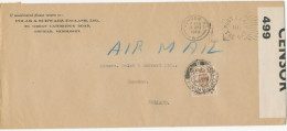 GB 18.4.1940, GVI 5d Single Postage On Censor Airmail Cover With Slogan „LONDON N.I. / A POST EARLY IN THE DAY“ From LON - Briefe U. Dokumente