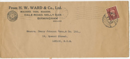 GB 21.12.1937, GVI 1½d Single Postage On Superb Cover With Machine Postmark „MOSELEY D.O. / B’HAM 13“– The Stamp Was Sub - Cartas & Documentos