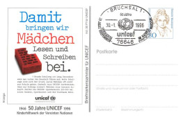 721  UNICEF: Entier D'Allemagne - UNICEF Stationery Postcard. United Nations, Children, School For Girls. Nations Unies - UNICEF