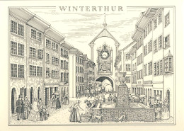425  Tour De L'Horloge, Hor. Astronomiqe: Entier (c.p.) Suisse - Winterthur Clock Tower, Astronomical Clock, Dog. Chien - Orologeria