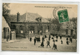 60 MARSEILLE En BEAUVAISIS Jeux Petits Ecoliers Ecole Des Garcons Cour Récéation 1913 Timb    D18 2019  - Marseille-en-Beauvaisis