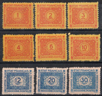 INDOCHINE Timbres-Taxe N°75*à 83* Neufs Charnières TB Cote : 4€00 - Postage Due