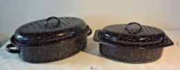 E1 2 Casseroles Cassolettes En émaillé Noir - Schalen Und Tabletts