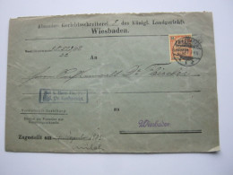 1903 , 25 Pfg. Ablösung Auf Orts - Zustellurkunde Aus Wiesbaden , Bugspur - Oficial