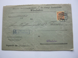 1903 , 25 Pfg. Ablösung Auf Orts - Zustellurkunde Aus Wiesbaden , Bugspur - Servizio