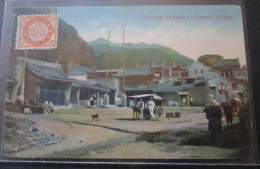 Chine Chinese Village     Cpa Timbrée Post Imperial Chinese - Cina