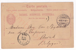 Suisse - Entier Postal - Postkaart Van Luzern Naar Anvers - 8 Septembre 1894 - Lettres & Documents