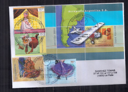 Enveloppe Argentine Distribuée Avec Des Timbres D'aviation Et Autres - Briefe U. Dokumente