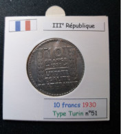 France 1930 10 Francs Type Turin (réf Gadoury N°801) En Argent - 10 Francs