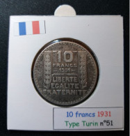 France 1930 10 Francs Type Turin (réf Gadoury N°801) En Argent - 10 Francs