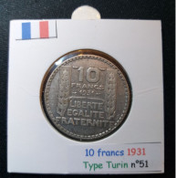 France 1931 10 Francs Type Turin (réf Gadoury N°801) En Argent - 10 Francs