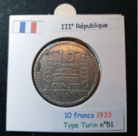 France 1933 10 Francs Type Turin (réf Gadoury N°801) En Argent - 10 Francs