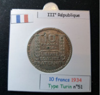 France 1934 10 Francs Type Turin (réf Gadoury N°801) En Argent - 10 Francs
