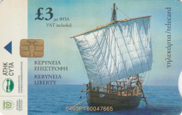 Cyprus, CYP-P-13, 0403PT, 4'th Telecard Exhibition, Ship, Diver, 2 Scans. - Cyprus