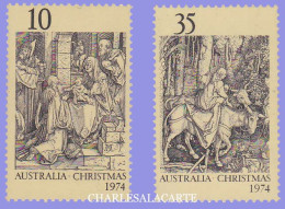 AUSTRALIA 1974  CHRISTMAS  DURER  S.G. 580-581 U.M. N.S.C. - Mint Stamps