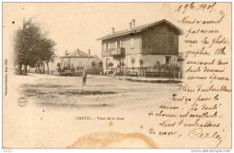 CHATEL SUR MOSELLE Place De La Gare Voyagée Timbrée En 1905 - Chatel Sur Moselle