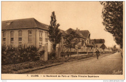 LILLERS LE BOULEVARD DE PARIS ET L ECOLE PRIMAIRE SUPERIEURE - Lillers