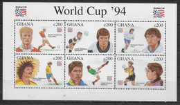 GHANA Feuillet  N° 1625/30  * *  ( Cote 6e ) Cup 1994 Football  Soccer Fussball - 1994 – USA