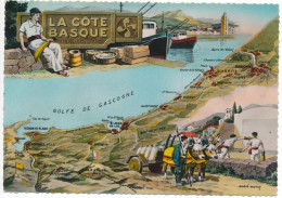 AQUITAINE. La COTE BASQUE. Illustration. Villes, Spécialités Basques Pelote, Pêche, Agriculture - Aquitaine