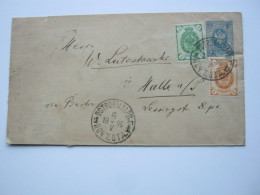 1895 , Ganzsache Mit Zusatzfrankatiur Nach HALLE - Lettres & Documents