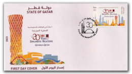 Qatar 30th Years Of Diplomatic Relations Georgia-Qatar,Joint Issue,Flag,Architecture, FDC Cover (**) - Qatar