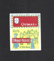 'Quinas' Matchbox Label With 'Visite S. Miguel, Azores' Advertising. 'The Green Island'. Visite S. Miguel. Grüne Insel - Tabaco & Cigarrillos