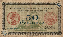 BILLET BON DE NECESSITE CHAMBRE DU COMMERCE DE BELFORT 50 CENTIMES - Bons & Nécessité