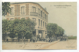 CPA 95 - CORMEILLES En PARISIS - Hôtel-Restaurant, Café De La Gare - Terrasse Animée, Attelage - Cachet Convoyeur - Cormeilles En Parisis