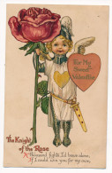 CPA Illustrateur For My Sweet Valentine The Knight Of The Rose Chevalier Rose Anglais Angelot Saint Valentin England - 1900-1949