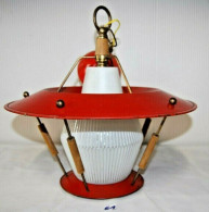 E1 Ancien Lustre - 1960 1970 - Vintage - Pop Art - Design - Verre Plissé - Lighting & Lampshades