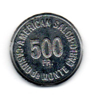 MONACO -- Centre De Token Coin Chip Jeton 500 Francs  Américan Salonn Casino De Monte Carlo - Casino