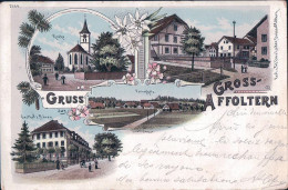 Gruss Aus Grossaffoltern BE, Litho 4 Vues Et Edelweiss (16.9.1901) - La Neuveville