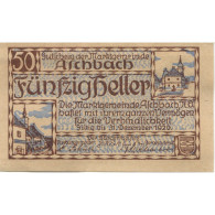 Billet, Autriche, Aschbach, 50 Heller, Eglise 1920-12-31, SPL, Mehl:FS 55a - Oesterreich