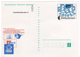 Occasional Postcard World Philatelic Exhibition Prague 1978 - II Type Green Dot In Letter. "C" - Poste