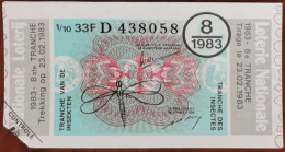 Billet De Loterie Nationale Belgique 1983 8e Tr - Tranche Des Insectes- 23-2-1983 - Billetes De Lotería