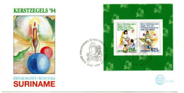 SURINAME - 1994 - KERSTZEGELS '94 - Christmas New Year - 2 Stamps Cover First Day FDC - Suriname