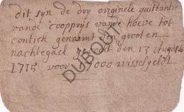 Manuscript Kontich: De Nachtegaelehoeve 1715 Kwitantie (V2828) - Manuskripte