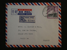AN0  CYPRUS BELLE LETTRE  RECO. 1950  NICOSIA  A PARIS  FRANCE +AFF. OVAL  PLAISANT++ + - Cyprus (...-1960)