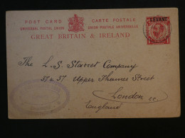 AN0  LEVANT ANGLAIS BELLE CARTE ENTIER SURCHARGE  1910 SMYRNE A LONDON ENGLAND   +  +AFF.INTERESSANT++ + - Brits-Levant