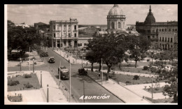 PARAGUAY ASUNCION City Square Vintage Postcard Buildings And Transit: Horse Carriage Old Cars - Paraguay