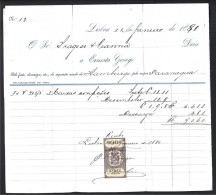 Receipt With Tax Stamp For 20 Réis King D. Luiz From 1880. Shipping And Unloading Of Ship 'Paranagua' Coming From Hambur - Portogallo