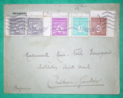 N°620 + 621 + 622 + 624 BEL AFFRANCHISSEMENT 1F50 ARC DE TRIOMPHE MAYENNE 1944 LETTRE COVER FRANCE - 1944-45 Triumphbogen