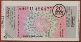 Billet De Loterie Nationale Belgique 1983 20e Tr SuperTranche De La Lumière - 18-5-1983 - Billetes De Lotería