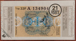 Billet De Loterie Nationale Belgique 1983  21e Tr - Tranche Des Cerises- 25-5-1983 - Billetes De Lotería