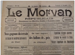 WW1 Journal LE MORVAN REPUBLICAIN Du 28 Décembre 1915 A VOIR TÉLÉGRAMMES OFFICIELS - ENFANTS DE GUERRIERS ANGLAIS - Français