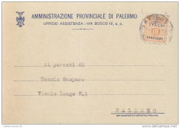 $-363- AMGOT Cent. 15 Cartolina Per Distretto Da Palermo X Città - Ocu. Anglo-Americana: Sicilia